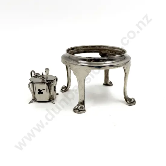 S/S Footed Base together with S/S Mustard Pot & Spoon