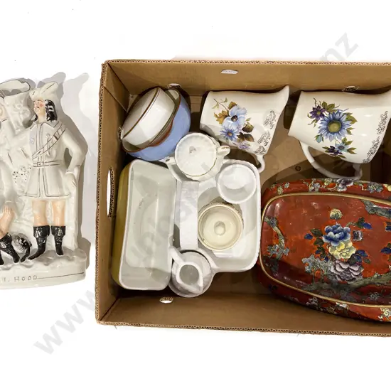 Box Quantity of Assorted China incl Large Staffordshire Group Figure (a/f)