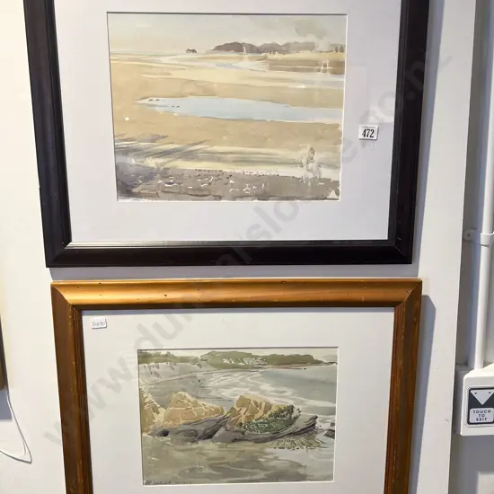 S. McLean - Two Coastal Watercolours
