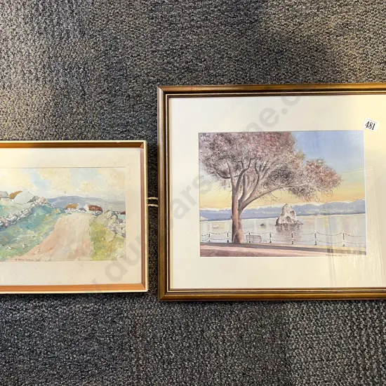 Irish Village Scene Watercolour ( Donegal) together with Print