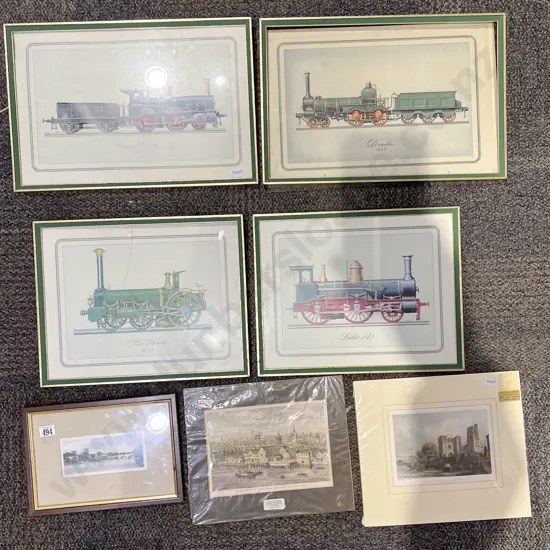 Set of Four Train Study Prints & Three Others