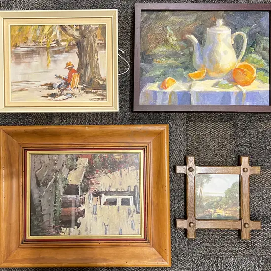 C McKenzie - "A Quiet Hour" - Oil on Board with Three Other