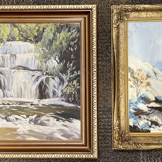 Dennis Wilson - Mountainscape together with Jan Finelly Waterfall Study