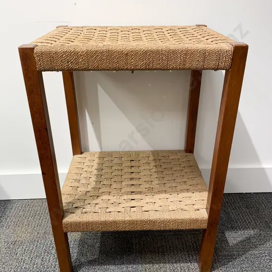 Two Tier Rush Topped Side Table