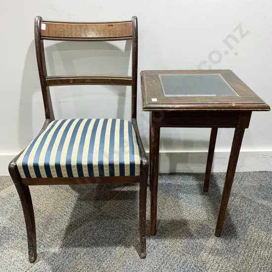 Glass Top Side Table With Single Chair