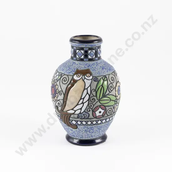Early C20th Amphora Vase with stylised Owl Decoration