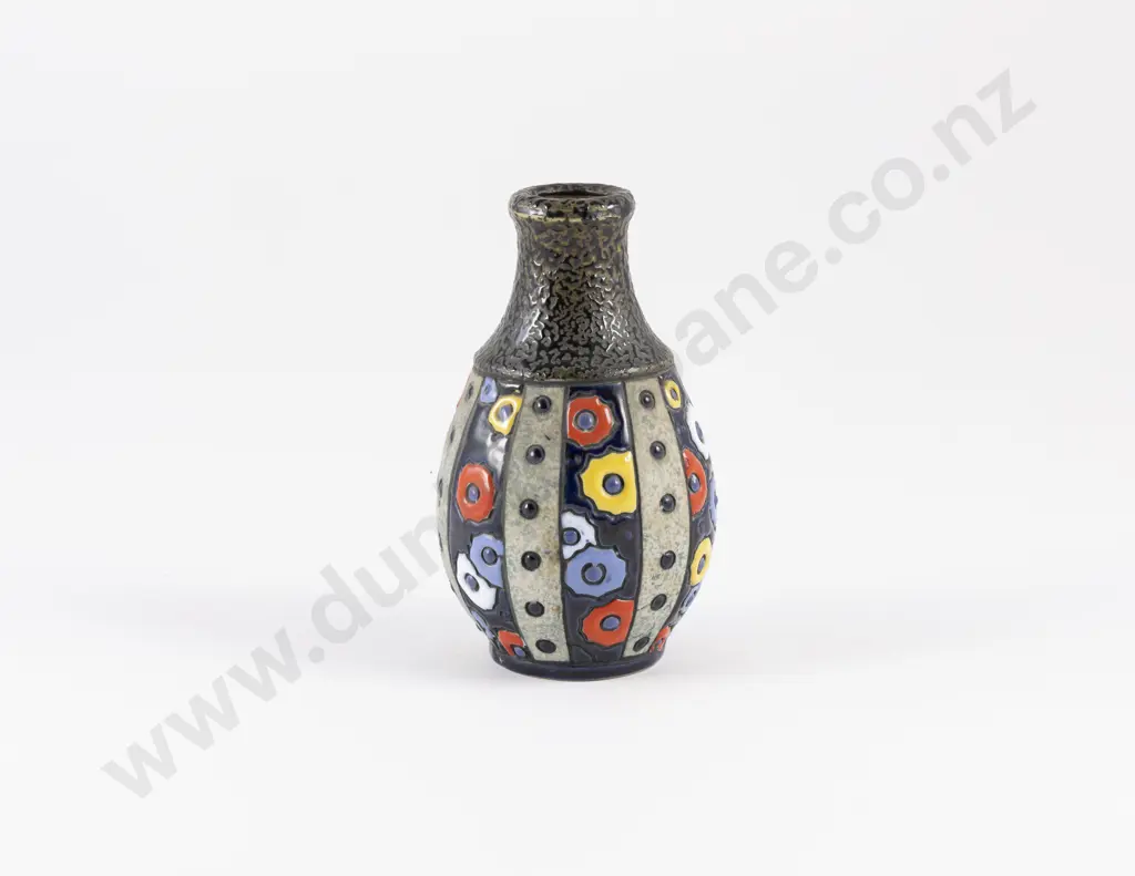 Early C20th Amphora Vase With Stylised Circular Flower Pattern Image 1++