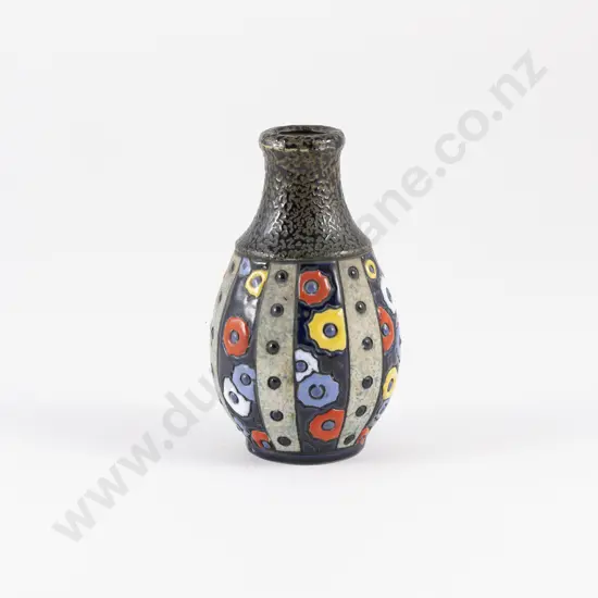 Early C20th Amphora Vase With Stylised Circular Flower Pattern