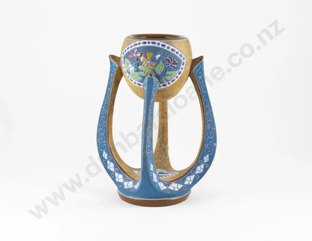 Early C20th Amphora 4-Legged Stylised Floral Motif Planter Image 1++