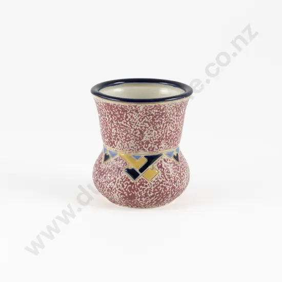 Early C20th Amphora Vase With Geometric Design on Crimson