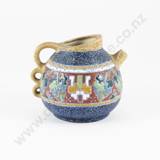 Early C20th Amphora Jug With Geometric Border on Blue Ground