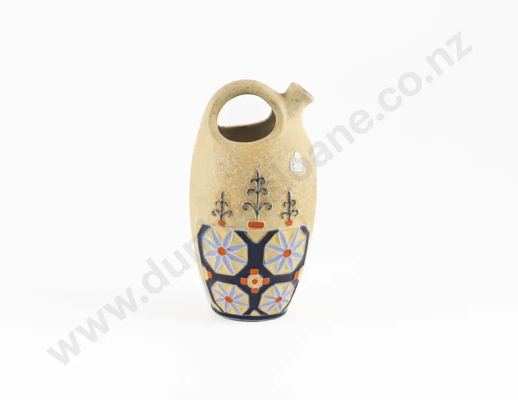 Early C20th Amphora Pitcher with Stylised Daisy Design On Cream Ground Image 1++