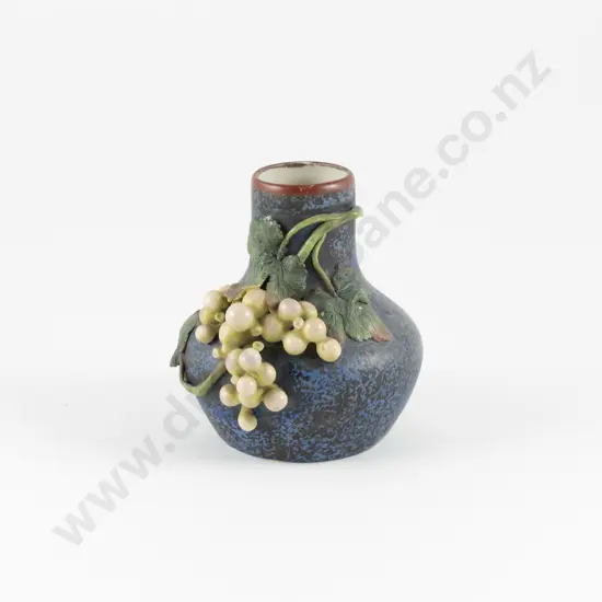 Early C20th Amphora Vase With Stylised Grape Vine On Blue Ground