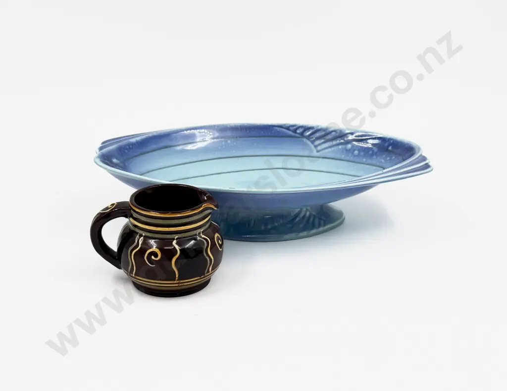 Rhead Ware Glazed Cream Jug & Crown Ducal Footed Dish Image 1++