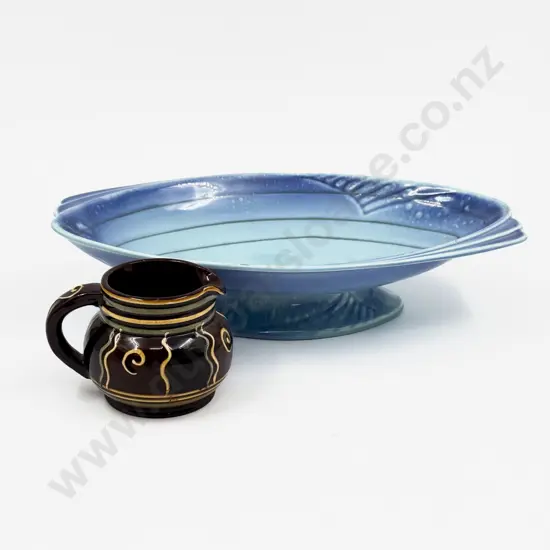 Rhead Ware Glazed Cream Jug & Crown Ducal Footed Dish