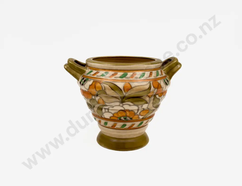 Crown Ducal Signed Charlotte Rhead Twin Handled Rose Vase Image 1++