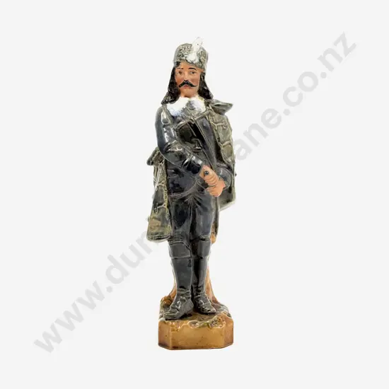 Early C20th German Glazed Earthenware Figure of a Gentleman Soldier