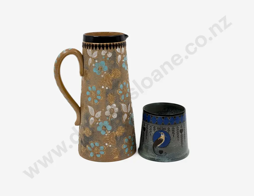 Doulton Lambeth Slaters Stoneware Jug & Titanium Ware Pot Image 1++