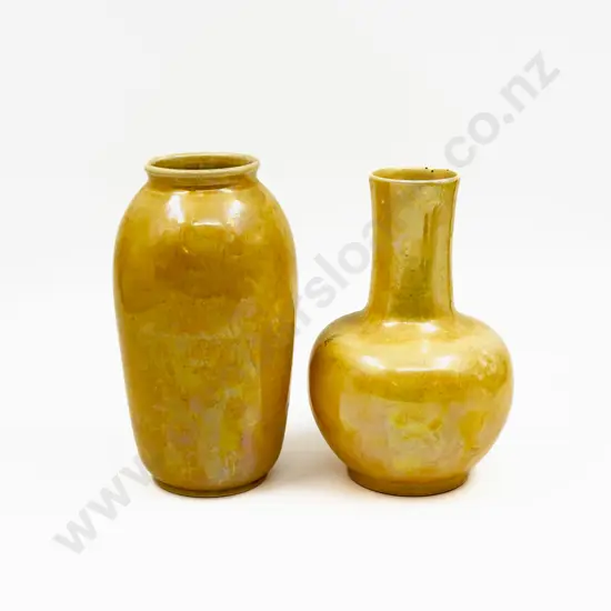 Two Ruskin Yellow Lustre Vases