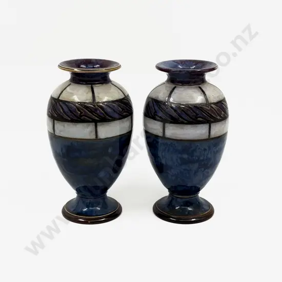 Pair Royal Doulton Stoneware Studio Glazed Vases