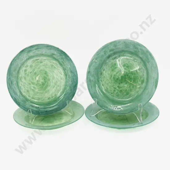 Four Scottish Monart Glass Side Plates