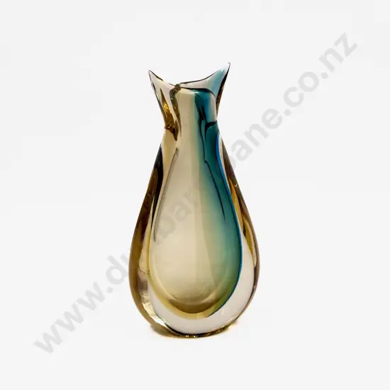 Signed Murano Encased Glass Vase