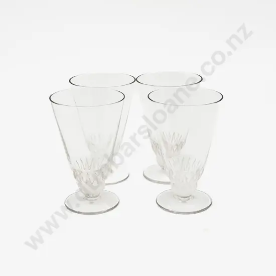 Four Lalique Trumpet Bowled Liqueurs
