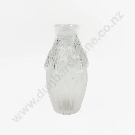 Lalique Moulded Clear & Frosted Tulip Vase