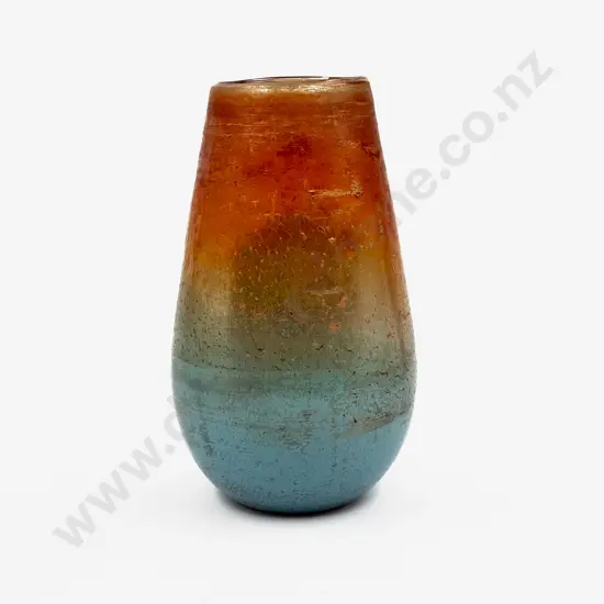 Large Studio Lustre & Enamel Textured Glass Vase