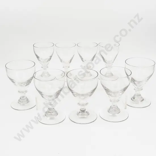 Five Early C20th Bucket Bowled Wine Goblets & Four Matching Port Glasses