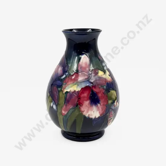 Signed Walter Moorcroft C1940 Slipper Orchid Pattern Vase