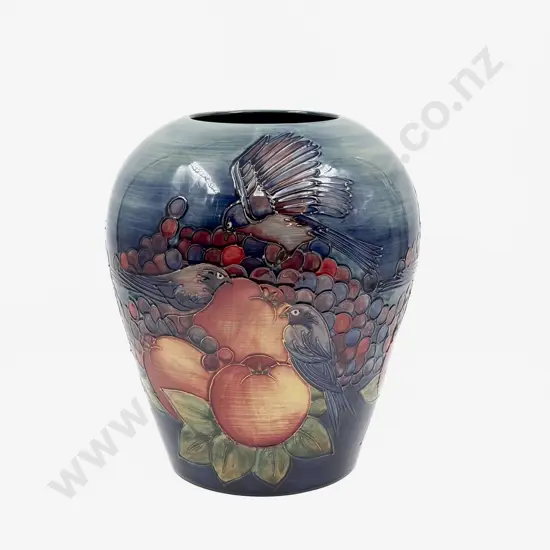 C1980's Moorcroft Finches & Pomegranates Large Vase