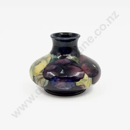 Signed William Moorcroft C1925 Pansy Pattern Posy Vase