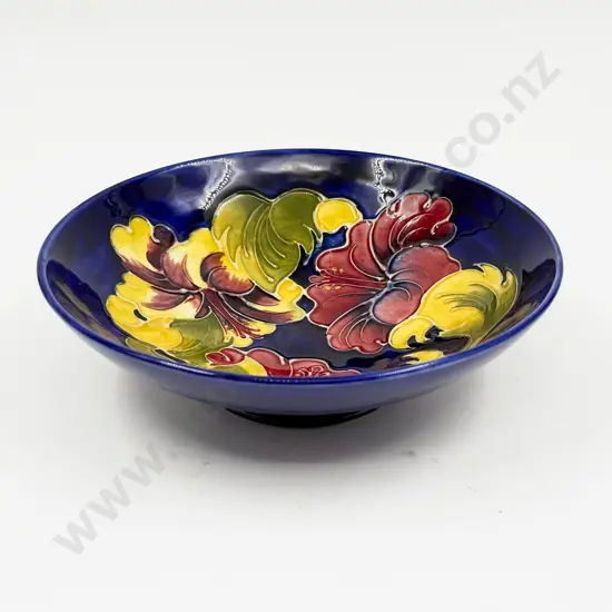 Walter Moorcroft C1970 Hibiscus Pattern Footed Dish