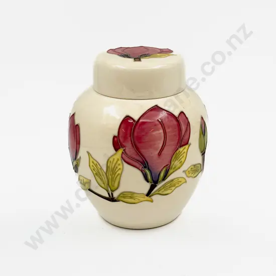 Boxed Moorcroft C1980 Magnolia Pattern Ginger Jar & Cover