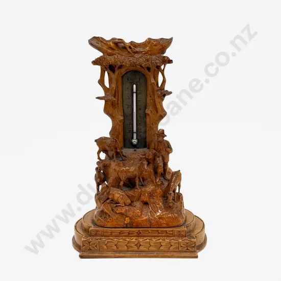Late C19th Black Forest Carved Thermometer