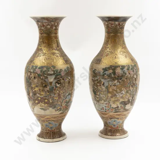 Late Meiji Period Pair Satsuma Vases