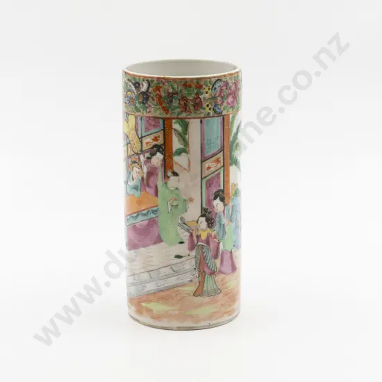 C19th Cantonese Famille rose Export Ware Brush Vase