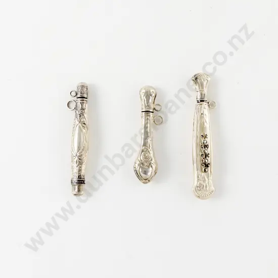 Three 925 Silver Fancy Embossed Needle Cases