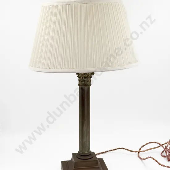 Brass Corinthian Column Table Lamp & Shade