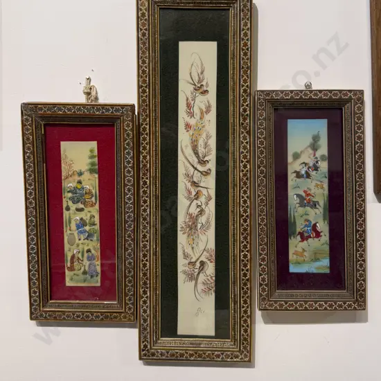 Three Mosaic Framed Moghul Panels