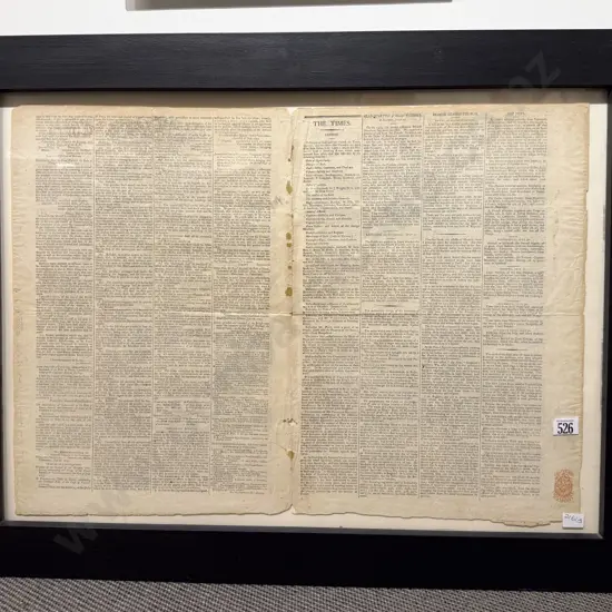 Framed London Times Circa 1793