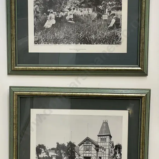 Pair of Alexander Turnbull Library Photographs of Canterbury - the club-house of the Canterbury Rowing Club & School of Arts