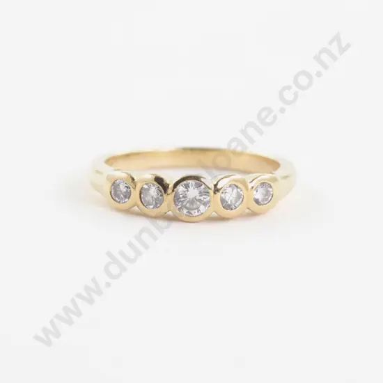 14ct Five Stone Diamond Band Ring