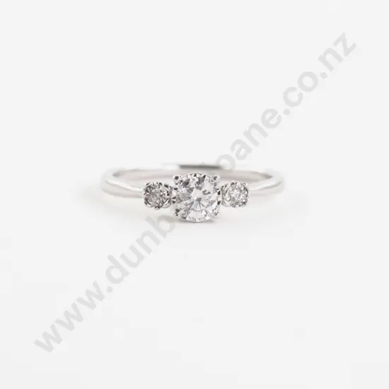 10ct White Gold Three Stone Diamond Ring