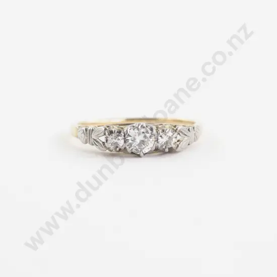 18ct Three Stone Diamond Bridge Ring