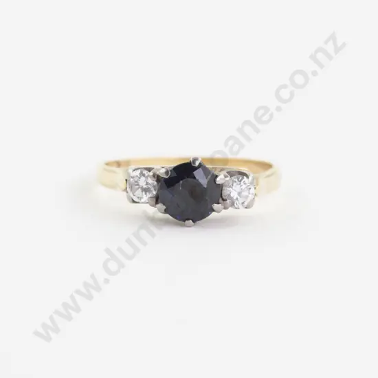 18ct Three Stone Sapphire and Diamond Bridge Ring