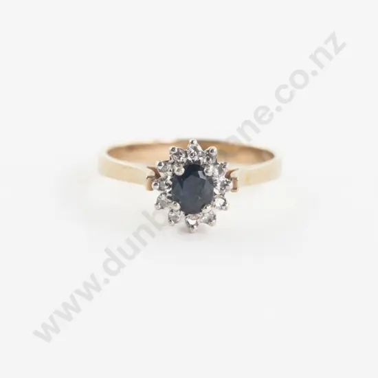 9ct 13Stone Sapphire and Diamond Cluster Ring