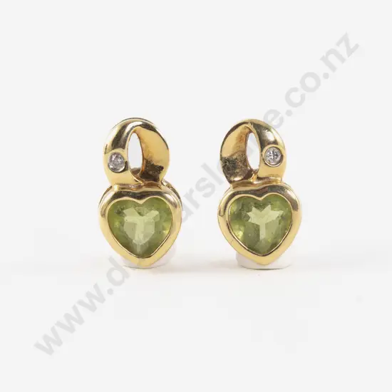 Pair 18ct Diamond and Peridot Stud Earrings