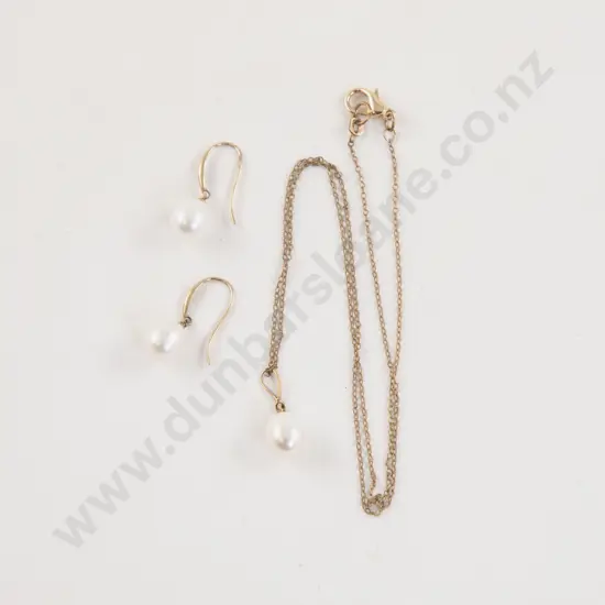 9ct Pendant Drop Earrings with Matching Pendant